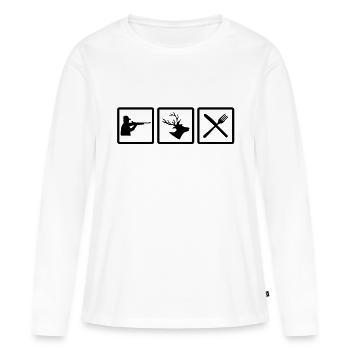 hunting fun - T-shirt manches longues Premium bio Femme - blanc - Devant - Julia (174cm)