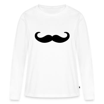 moustache - T-shirt manches longues Premium bio Femme - blanc - Devant - Julia (174cm)