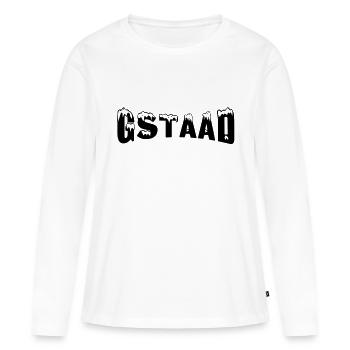 Gstaad station de ski (neige) - T-shirt manches longues Premium bio Femme - blanc - Devant - Julia (174cm)