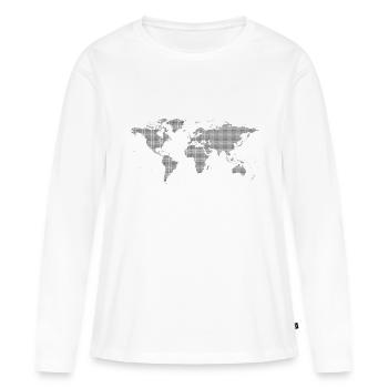 ASCII Carte du monde - T-shirt manches longues Premium bio Femme - blanc - Devant - Julia (174cm)