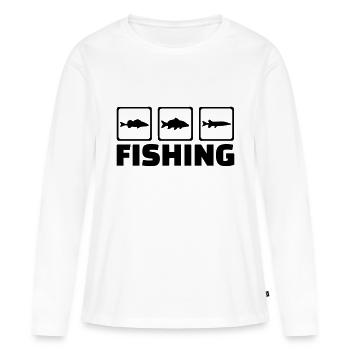 Angeln - Frauen Premium Bio Langarmshirt - Weiß - Vorne - Julia (174cm)