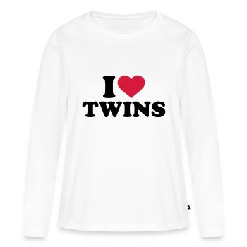 I love twins - T-shirt manches longues Premium bio Femme - blanc - Devant - Julia (174cm)