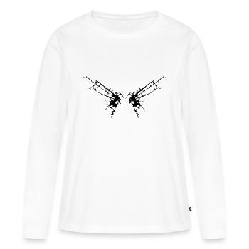 Rayures fissures papillon aile mites - T-shirt manches longues Premium bio Femme - blanc - Devant - Julia (174cm)