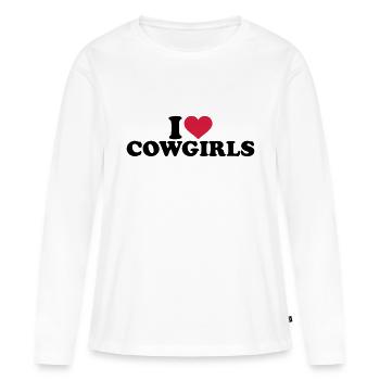 Cowboy - T-shirt manches longues Premium bio Femme - blanc - Devant - Julia (174cm)