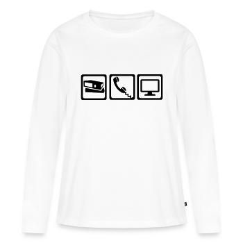 Bureau - T-shirt manches longues Premium bio Femme - blanc - Devant - Julia (174cm)