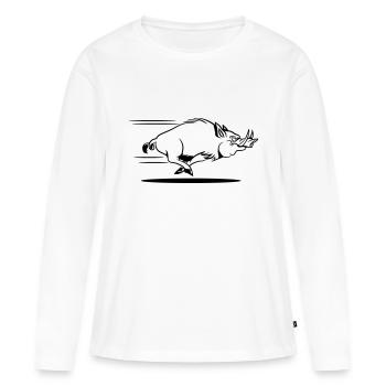 sanglier courant drôle - T-shirt manches longues Premium bio Femme - blanc - Devant - Julia (174cm)