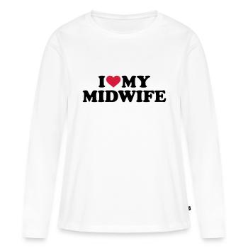 Sage-femme - T-shirt manches longues Premium bio Femme - blanc - Devant - Julia (174cm)