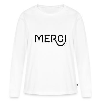 Merci! - Merci en français - T-shirt manches longues Premium bio Femme - blanc - Devant - Julia (174cm)