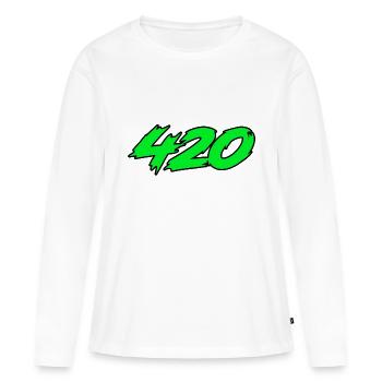 420 Cannabis Weed Ganja Marijuana - Women's Premium Organic Long Sleeve Shirt - white - Front - Julia (174cm)