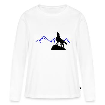 Wolf Cry Mountains - Frauen Premium Bio Langarmshirt - Weiß - Vorne - Julia (174cm)