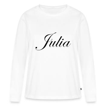 Julia Beau Nom Noir - T-shirt manches longues Premium bio Femme - blanc - Devant - Julia (174cm)