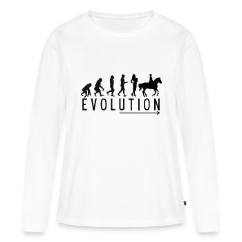 Vêtement évolution équitation. - T-shirt manches longues Premium bio Femme - blanc - Devant - Julia (174cm)