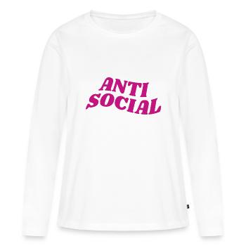 Anti Social Slogan - Lettering - Anti Sozial - Women's Premium Organic Long Sleeve Shirt - white - Front - Julia (174cm)