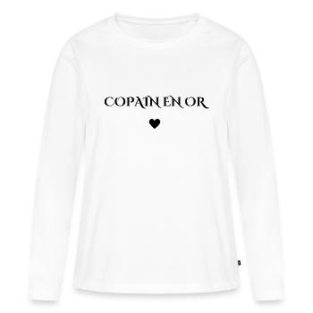 copain en or - T-shirt manches longues Premium bio Femme - blanc - Devant - Julia (174cm)