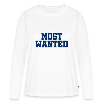 Most Wanted - Cool Qoute - Gangster Rapper Gesucht - T-shirt manches longues Premium bio Femme - blanc - Devant - Julia (174cm)