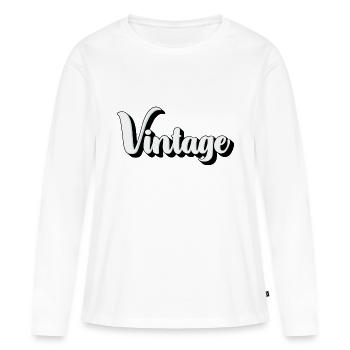 VINTAGE T-shirt - Frauen Premium Bio Langarmshirt - Weiß - Vorne - Julia (174cm)