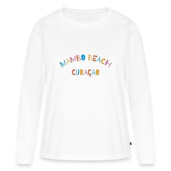 Mambo Beach - Curaçao - Caraïbes néerlandaises - Karibik - T-shirt manches longues Premium bio Femme - blanc - Devant - Julia (174cm)