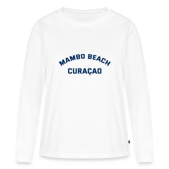 Mambo Beach - Curaçao - Caraïbes néerlandaises - Karibik - T-shirt manches longues Premium bio Femme - blanc - Devant - Julia (174cm)
