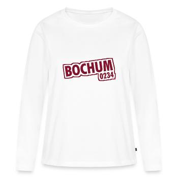 Bochum - 0234 - Vorwahl - NRW - Ruhrpott - Frauen Premium Bio Langarmshirt - Weiß - Vorne - Julia (174cm)