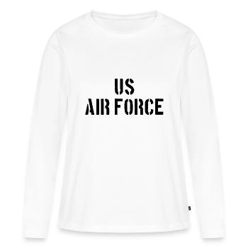 US Air Force - Aircraft - Pilot Flugzeug Luftwaffe - Frauen Premium Bio Langarmshirt - Weiß - Vorne - Julia (174cm)