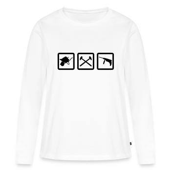 chantier - T-shirt manches longues Premium bio Femme - blanc - Devant - Julia (174cm)