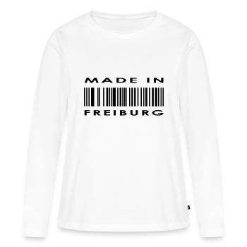 Freiburg - Frauen Premium Bio Langarmshirt - Weiß - Vorne - Julia (174cm)
