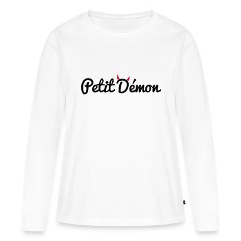 Petit Démon - T-shirt manches longues Premium bio Femme - blanc - Devant - Julia (174cm)