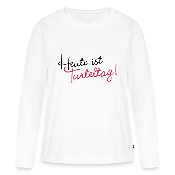 Heute ist Turteltag - Frauen Premium Bio Langarmshirt - Weiß - Vorne - Julia (174cm)