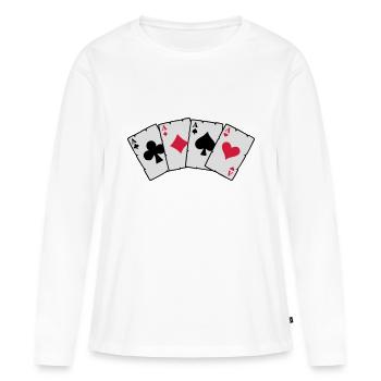 cards_3c2 - T-shirt manches longues Premium bio Femme - blanc - Devant - Julia (174cm)