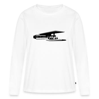 Station d'essence - T-shirt manches longues Premium bio Femme - blanc - Devant - Julia (174cm)