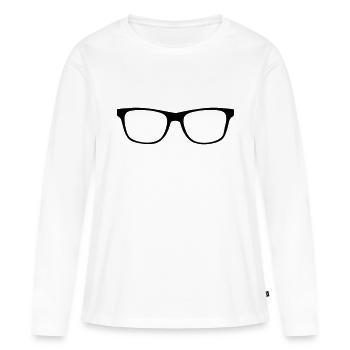 Geek glasses - Women's Premium Organic Long Sleeve Shirt - white - Front - Julia (174cm)