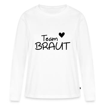 L’équipe mariée enterrement de vie de garçon - T-shirt manches longues Premium bio Femme - blanc - Devant - Julia (174cm)