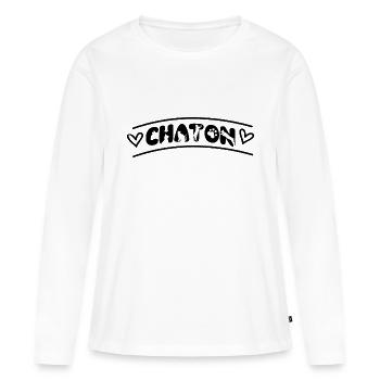 Chaton - T-shirt manches longues Premium bio Femme - blanc - Devant - Julia (174cm)
