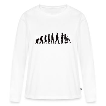 Barbier Ciseaux Fille Coiffeur Ciseaux Peigne Femme - T-shirt manches longues Premium bio Femme - blanc - Devant - Julia (174cm)