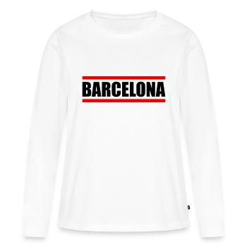 Barcelone - T-shirt manches longues Premium bio Femme - blanc - Devant - Julia (174cm)