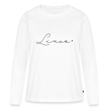 Nom : Linus - T-shirt manches longues Premium bio Femme - blanc - Devant - Julia (174cm)