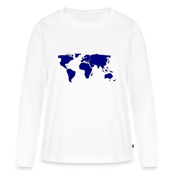 Weltkarte Navy Blau - Frauen Premium Bio Langarmshirt - Weiß - Vorne - Julia (174cm)