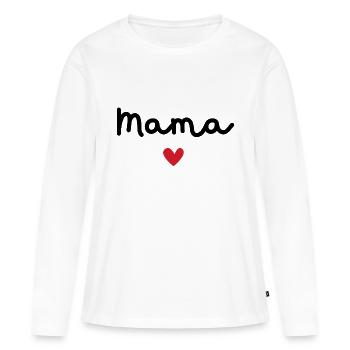 Mama d’amour - cadeau maman - T-shirt manches longues Premium bio Femme - blanc - Devant - Julia (174cm)