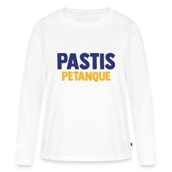 PASTIS PETANQUE Camping Apéro Vacances Beauf - T-shirt manches longues Premium bio Femme - blanc - Devant - Julia (174cm)