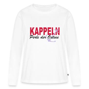 Perle der Ostsee KAPPELN - Frauen Premium Bio Langarmshirt - Weiß - Vorne - Julia (174cm)