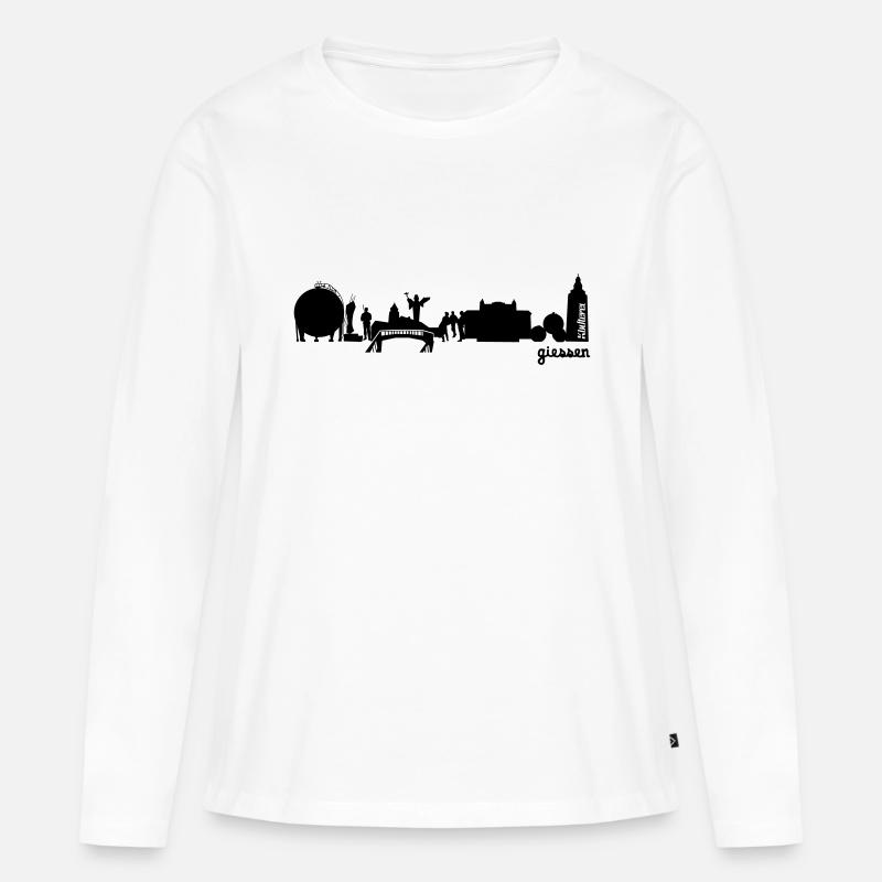Gießen Skyline - Frauen Premium Bio Langarmshirt - Weiß