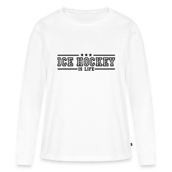 ice hockey is life deluxe - T-shirt manches longues Premium bio Femme - blanc - Devant - Julia (174cm)
