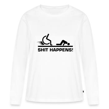 Shit Happens Rollstuhl - Frauen Premium Bio Langarmshirt - Weiß - Vorne - Julia (174cm)