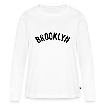 Brooklyn - T-shirt manches longues Premium bio Femme - blanc - Devant - Julia (174cm)