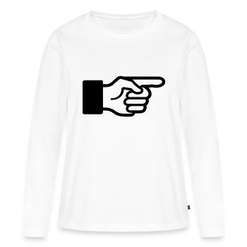 Index finger, forefinger, hand, pointer, direct, - Women's Premium Organic Long Sleeve Shirt - white - Front - Julia (174cm)