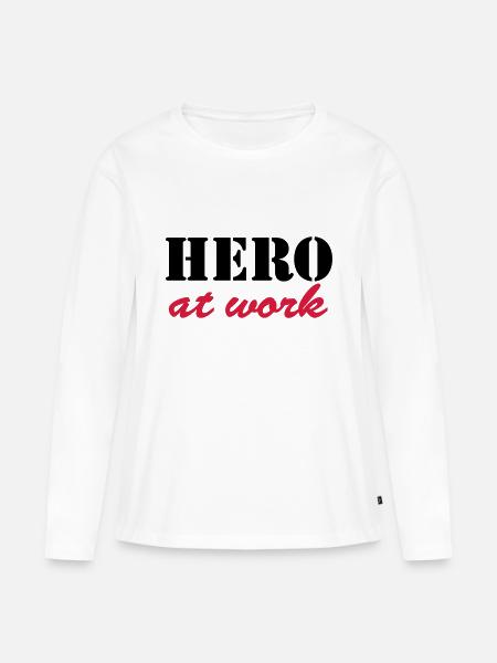 Hero at work - Frauen Premium Bio Langarmshirt - Weiß