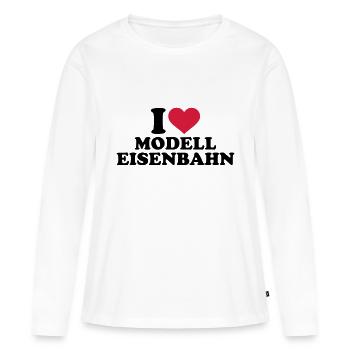 Modelleisenbahn - Frauen Premium Bio Langarmshirt - Weiß - Vorne - Julia (174cm)