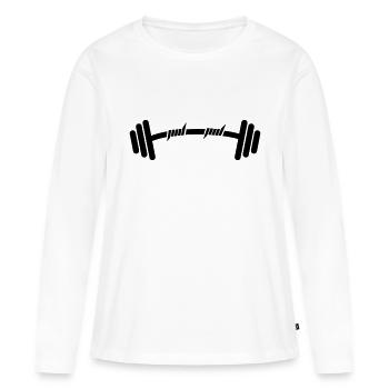 poids bodybuilder - T-shirt manches longues Premium bio Femme - blanc - Devant - Julia (174cm)