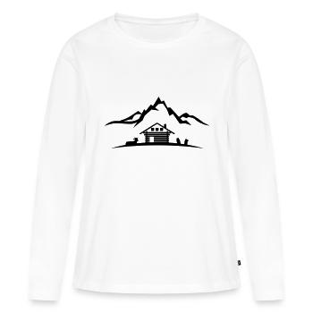 Landschaft - Berge Alm - Frauen Premium Bio Langarmshirt - Weiß - Vorne - Julia (174cm)