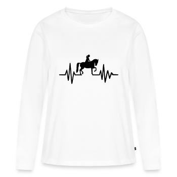 Aller à cheval - T-shirt manches longues Premium bio Femme - blanc - Devant - Julia (174cm)